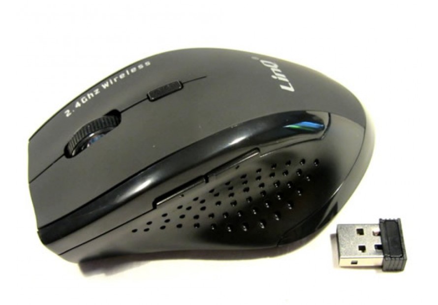 MOUSE WIRELESS 2.4GHZ USB OTTICO 1600 DPI PC NOTEBOK 6 TASTI LINQ LI-W868 BLACK